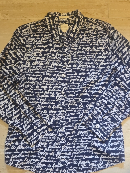 Chico's Tops - Chico's No Iron Deep Navy "Le Coup de Foudre" Button-Down Shirt